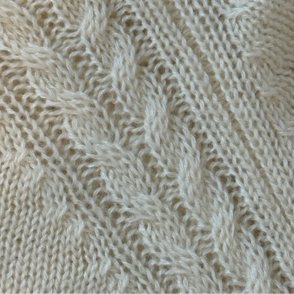 Alashan sweater cable knit turtleneck wool cashmere sweater cream SZ XS pullover - Picture 7 of 9